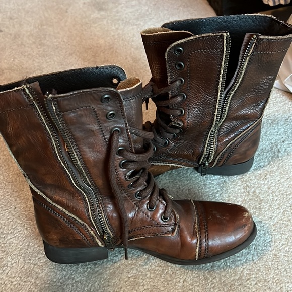 Troopa Brown Leather Combat Booties - Picture 2 of 6